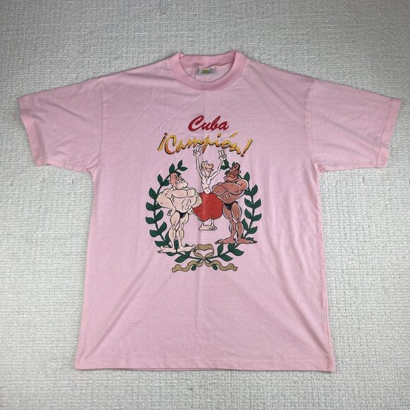 Vintage Y2K new impulse design Cuba funny art graphic  shirt Pink Sz SG (M) READ - Picture 1 of 16